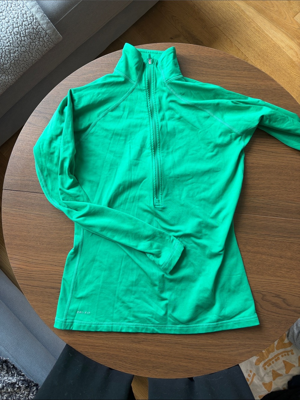 Nike Women's Bright Green Quarter-Zip Long Sleeve Top